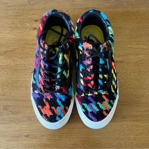 RARE VANS x Barneys Black Rainbow Tweed Sneakers, Size 7.5